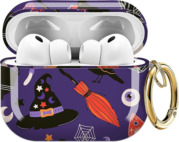 Case for AirPod Pro 3 Shock-Proof Protective Hard Case with Golden Keychain Compatible with Apple Airpods Pro 3rd Generation 2025 (Magic Boho Purple)