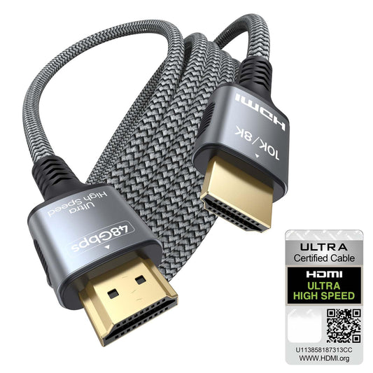 Certified HDMI 2.1 Cable 6FT, 8K HDMI eARC Cord for Home Theater, 48Gbps & 8K@60Hz HDMI ARC Cable for Soundbar to TV, 8K/4K TV, Roku/Apple TV, PS5, Xbox,Projector,Gaming Monitor, Computer and More