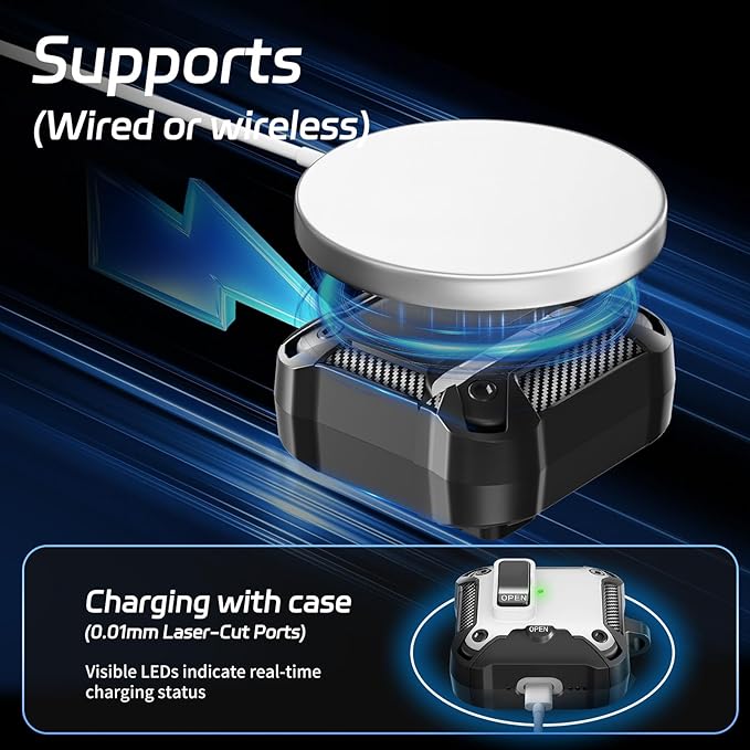 Secure Lock Case for AirPods 4 with Phone Stand, Cleaning Kit & Keychain, Shockproof Protective Cover Compatible with Apple AirPods 4th Gen 2024 for Men Women, Anti-Scratch