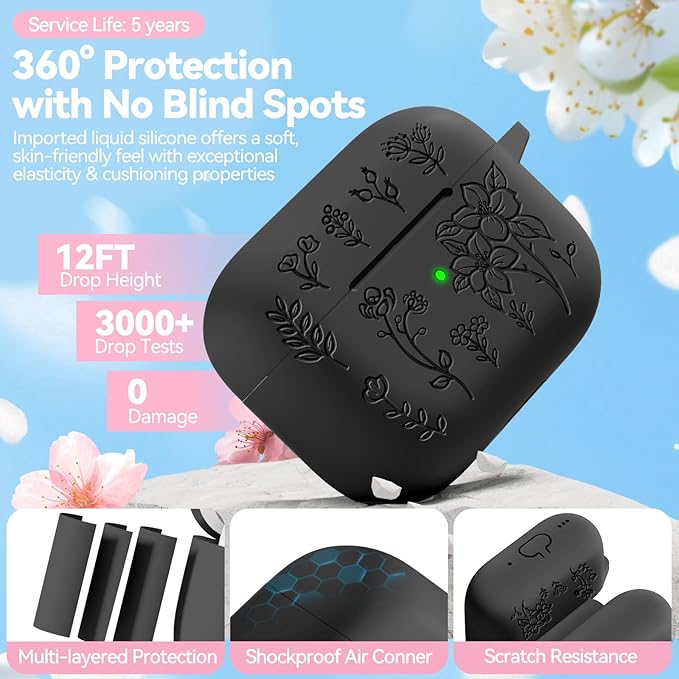 for AirPods Pro 3 Case, Soft Silicone Airpod Pro Case Cover with Keychain & Cleaning Kit Compatible with AirPods Pro 3rd Generation 2025 for Women Girly, Anti-Scratch