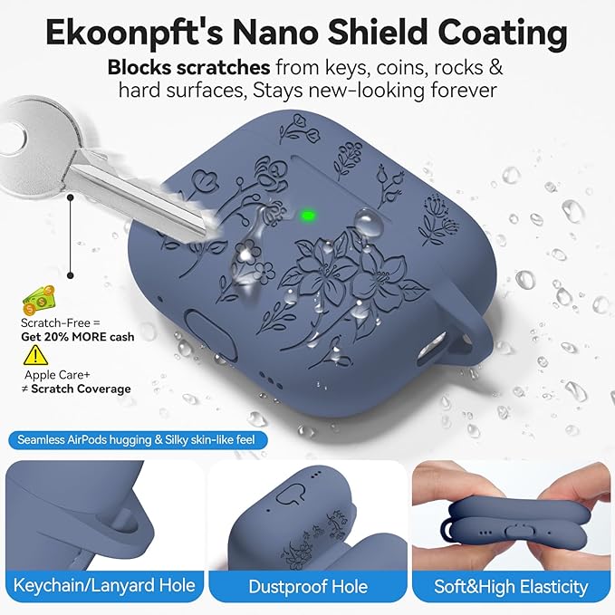 for AirPods Pro 2 Case, Soft Silicone Airpod Pro Case Cover QUTE with Keychain & Cleaning Kit Compatible with AirPods Pro 2nd/1st Generation for Women Girly, Anti-Scratch