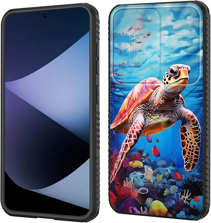 for Galaxy S26 Plus Case Built in Slide Camera Lens Cover,Heavy Duty Shockproof Protection Dual Layer Case for Samsung Galaxy S26 Plus 6.7" 2026,Sea Turtle Swimming Underwater