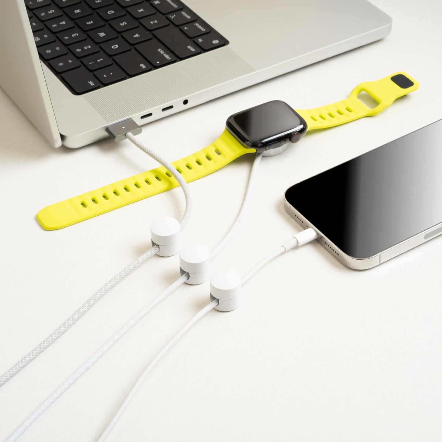 Cable Anchors for Desk Organization White | Premium Aluminum Cord Organizers | Charger + Cable Management Clips for Home & Office | Stylish, Sturdy, & Functional | (3 Pack)