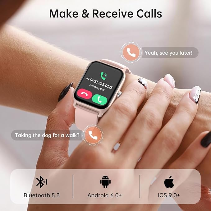 Tensky Smart Watch for Women, 1.85'' HD Sport Lady Smartwatch for Android/iPhone/Samsung/(Bluetooth Call), Alexa Built-in, 100+ Sport Modes Fitness Digital Tracker,Sleep/Heart Rate/SpO2 Monitor