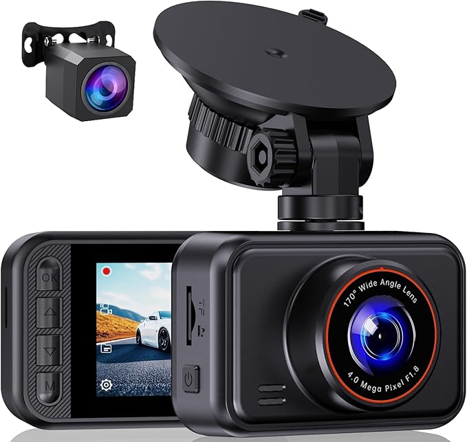 Dash Cam Front and Rear for Cars, 2.5K+1080P Dual Camera with 2" Screen