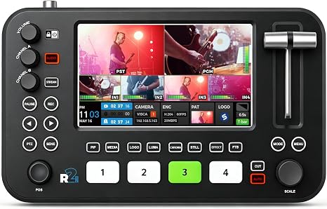 SPROLINK Neolive R2 Plus Video Switcher for Live Streaming, 4X HDMI Input Multi Camera Mixer with 5.5" 1080p Screen, PTZ Joystick, RTMP Hardware Streaming, USB 3.0 Type-C 1080p 60fps, Chroma Key