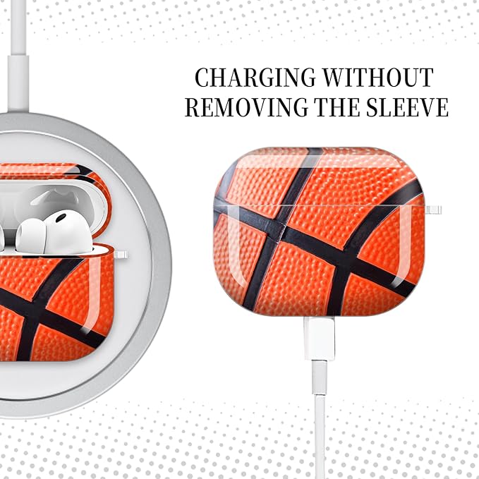for AirPods Pro 3 Case, Compatible with AirPods Pro 3rd Generation Case (2025), Shockproof Protective Cover with Golden Carabine (Basket Ball Skin)