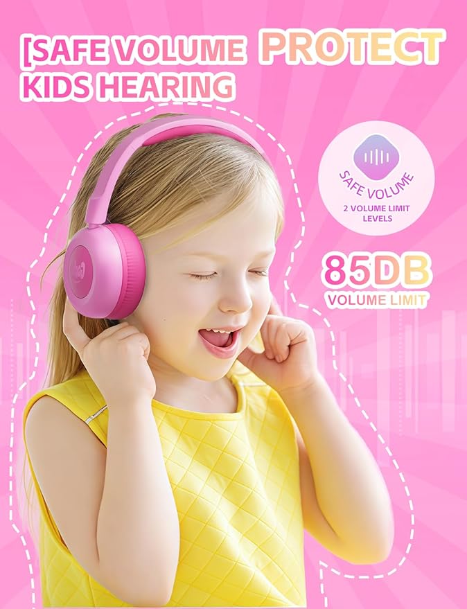 gorsun Kids Bluetooth Headphones,Toddler Headphones with Microphone,85dB Volume Limited,Bluetooth 5.3 Adjustable Lightweight Kids Wireless Headsets for Boy Girl Tablet Travel School