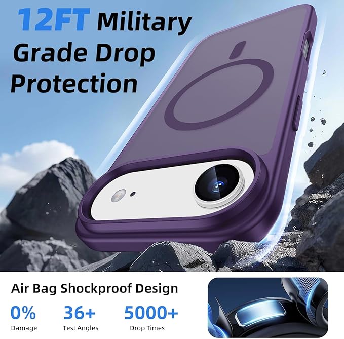 Magnetic for iPhone Air Case & iPhone 17 Air Case with Detachable Wallet, Compatible with MagSafe, Military Protective Slim Phone Cover with Card Holder, Purple