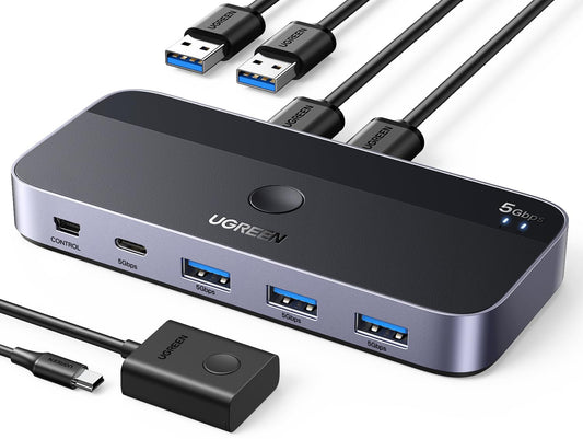 UGREEN USB 3.0 Switch 2 Computers Sharing USB C & A Devices - 4 Port USB