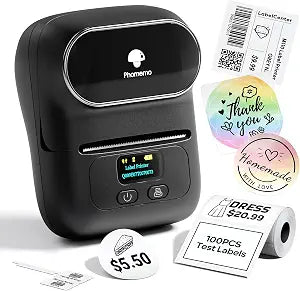 Phomemo M110 Label Makers, Portable Bluetooth Thermal Printer with Display