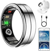 Fit Ring for Women Men, Ring Health Tracker with Heart Rate,Blood Oxygen,Heart Rate Variability, Stress, Sleep Monitor, Step Counter, Smart Ring for iPhone & Android, No Subscription Fee (Silver, 11#) - Image 1