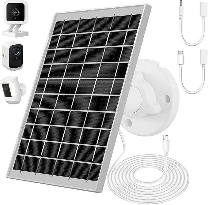 7W Solar Panel for Ring Camera, USB Ring Solar Panel for Security Camera with DC Port Charger, Ring Solar Charger Compatible