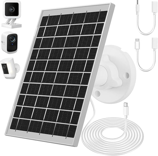 7W Solar Panel for Ring Camera, USB Ring Solar Panel for Security Camera with DC Port Charger, Ring Solar Charger Compatible