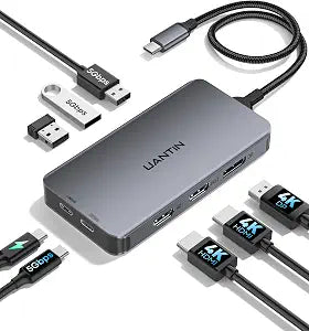 UANTIN Laptop Docking Station 3 Monitors, 8-in-1 USB C Dock with 2 HDMI, DP