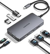 UANTIN Laptop Docking Station 3 Monitors, 8-in-1 USB C Dock with 2 HDMI, DP - Image 1