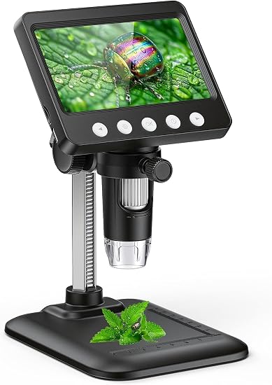 4.3" Digital Microscope for Adults, SKYEAR Coin Microscope 1000X Magnification with 8 Ajustable LED Fill Lights, USB Microscope for Windows/MacOS, Coin Collection Supplies-Black
