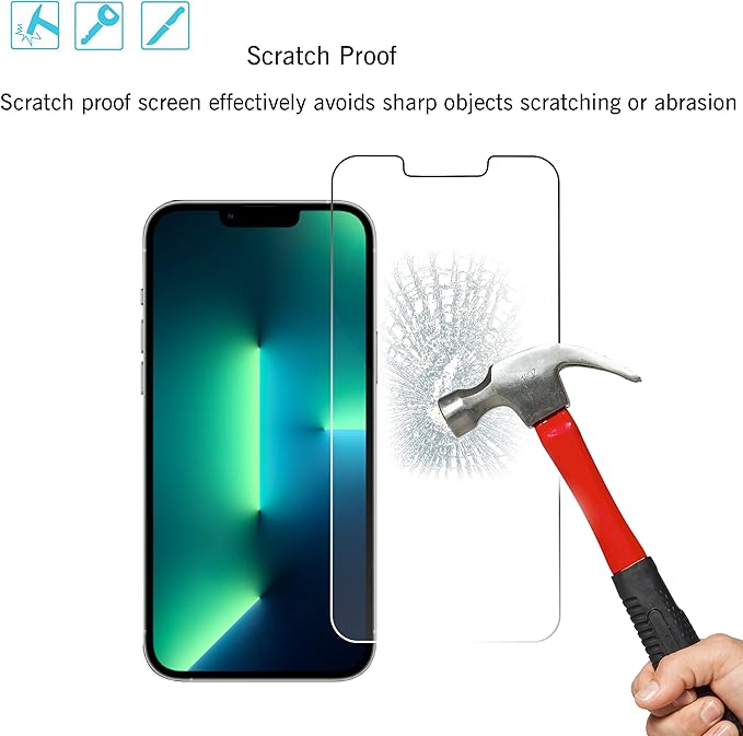 Ailun 2Pack Screen Protector for iPhone 13 Pro [6.1 inch] Display 2021 + 2 Pack Camera Lens Protector, Tempered Glass Film,[9H Hardness] - HD [Not for iPhone 13 Pro Max]