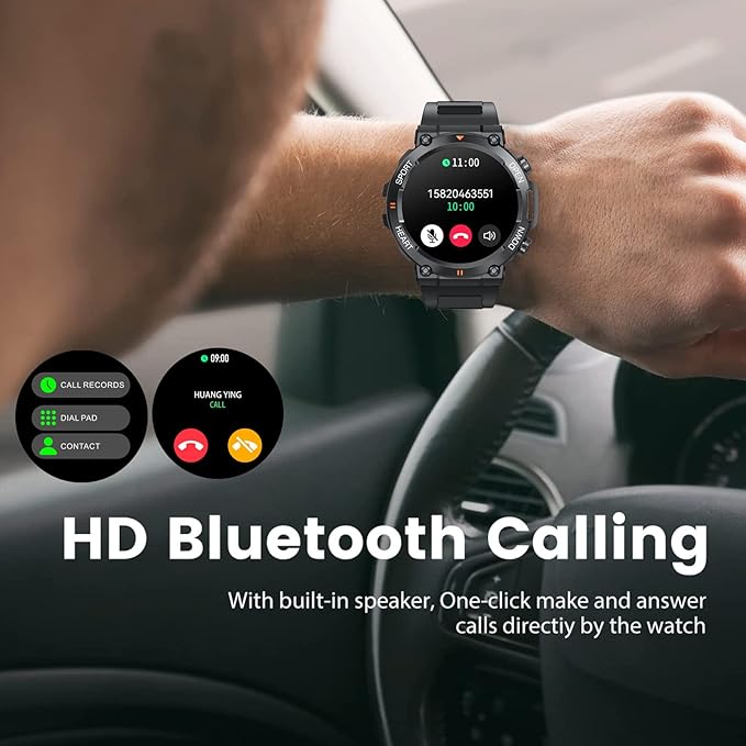 1.39" IPS Screen Smart Watches for Men Rugged Tactical Fitness Tracker with Call (Answer/Dial) Heart Rate SpO2 Sleep Monitor 120+ Sport Modes Waterproof Sport Smartwatch for Android iOS