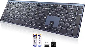 Wireless Keyboard-2.4G USB-A/Type-C Ultra Slim Quiet Full Size PC Computer Keyboard,19 Multimedia Key,Number Pad,Plug&Play,Lag-Free Ergo,Long Battery life for Tablet,Laptop,Smart TV,MAC,Windows,QWERTY