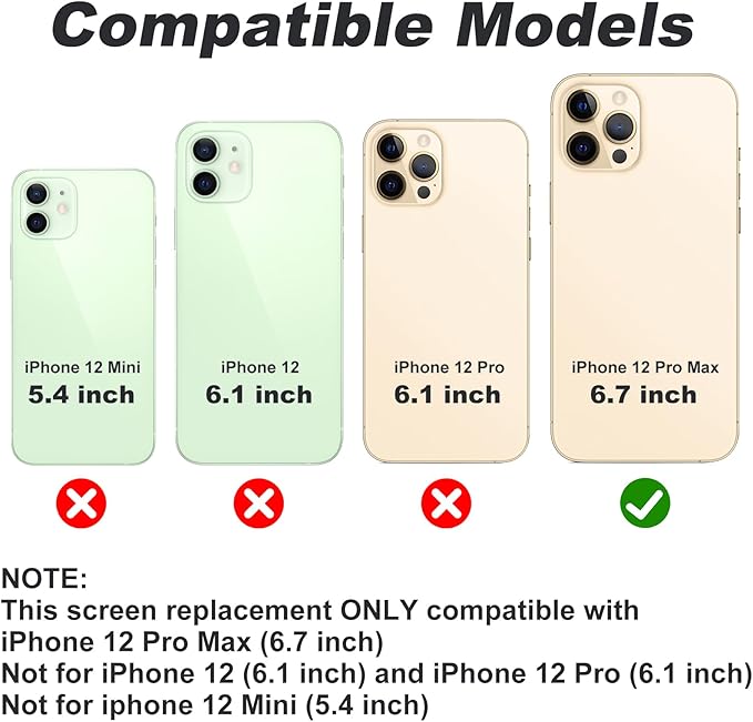 DIGI4U LCD for iPhone 12 Pro Max Screen Replacement, 6.7''[3D Touch][Small Notch] Screen for iPhone 12 Pro Max Display Digitizer Assembly, with Repair Tools for iPhone 12 Pro Max LCD