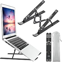 Leeboom Laptop Stand for Desk, Adjustable Foldable Aluminum Riser, Black