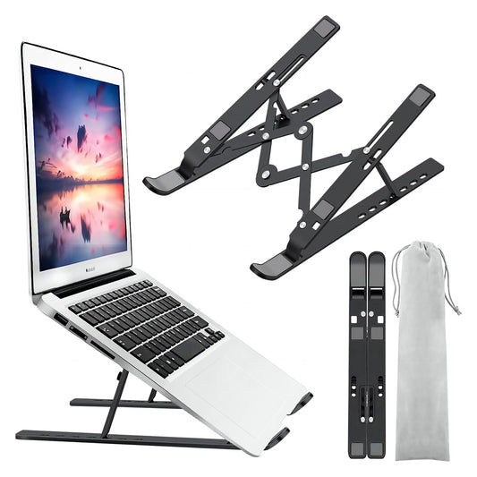 Leeboom Laptop Stand for Desk, Adjustable Foldable Aluminum Riser, Black
