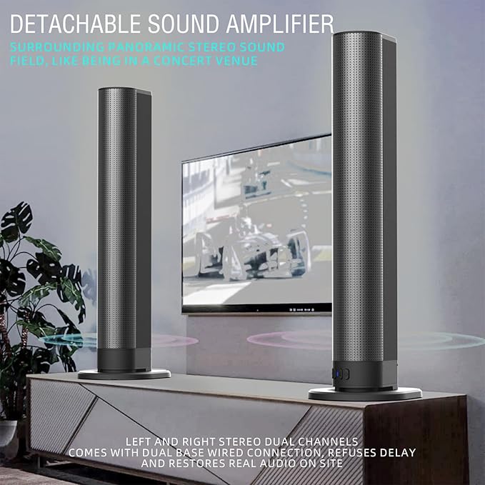 Docooler TV Sound Bar, Sound Bars for Smart Tv, 29.3 Inch 40W Surround Sound System for TV, Bluetooth Detachable TV Soundbar with Optical/AUX/USB Connection, TV Speakers Soundbar for Home