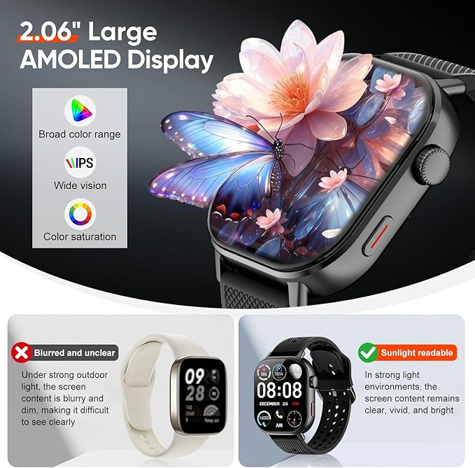 Smart Watch with 2 Bands: Step & Calorie Counter, Heart Rate & Oxygen Sensor, GPS Running, Swimming, Walking, Sports Tracker, Waterproof, Health Monitoring, Music & Call Alert Men Women iOS/Android