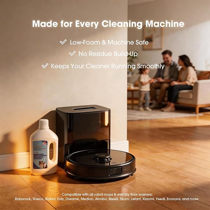 Deep Cleaning & Deodorizing Solution, TÜV Rheinland Certification, Pet Friendly, Compatible with Floor Washers&Robotic Vacuum Cleaners, Ecovacs, Tineco, Roborock, Dreame, Eufy, iRobot