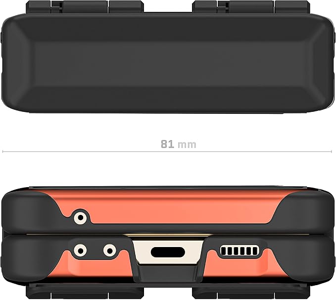 Ghostek Atomic Slim Samsung Z Flip 5 Case - Tan Fabric Back with Orange Metal Bumper, Shockproof & Dual Layer Protective Phone Case, Limited Edition Color for 2023 Galaxy Z Flip 5 Case (6.7") (Orange)