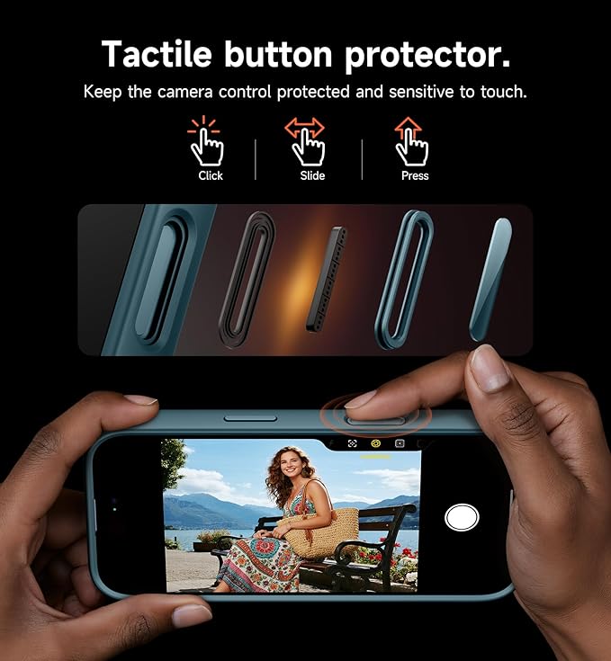 SURITCH for iPhone 17 Pro Max Case with Camera Control Cover, Camera Cover and Adjustable Kickstand, Compatible with MagSafe, Shockproof Bumper Protective Cases 6.9 Inch, Lake Green