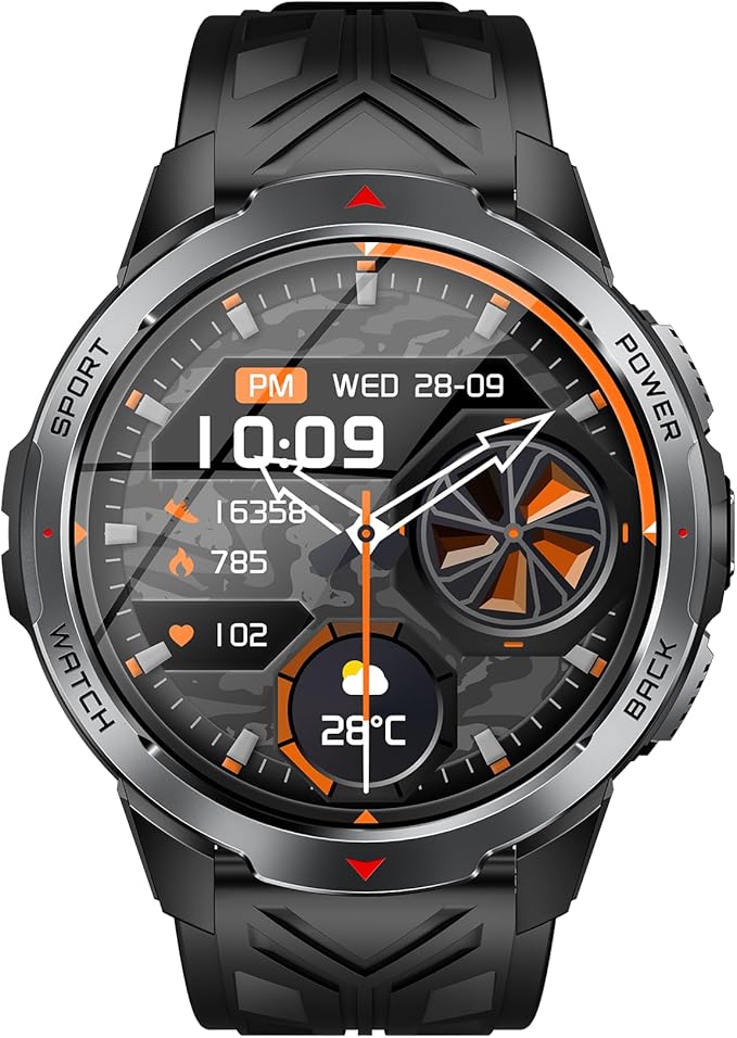 Military Smart Watch for Men with 1100 mAh Battery/LED Flashlight, 1.7" Rugged Tactical Smartwatch with Text and Call/Compass, 5ATM Waterproof Fitness Tracker with HR/Sleep Monitor for iPhone Android