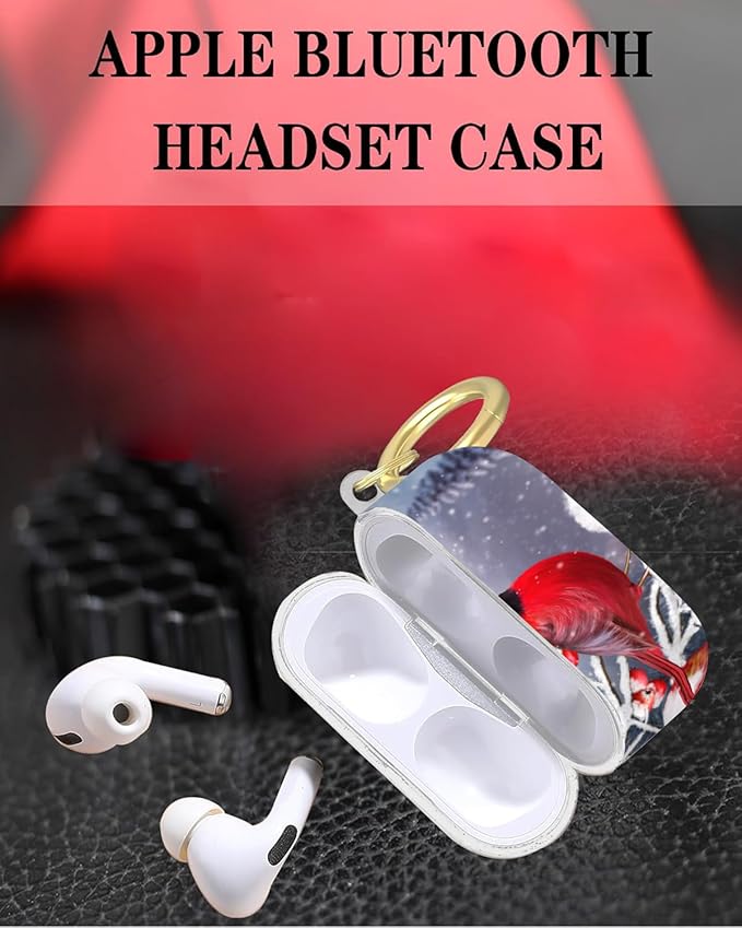 Compatible with Airpod Pro 2nd/1st Generation,Full Protection Cover for Women,Accessories Hard Case Portable & Shockproof for Airpod Pro 2nd Charging Case 2023/2022/2019(Red Bird Snow Covered Branch)
