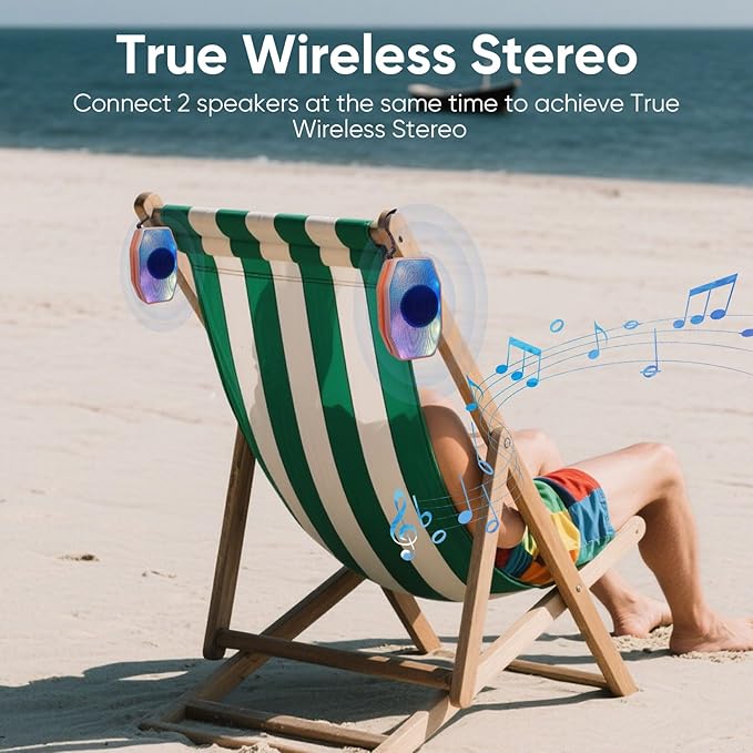 Bluetooth Speaker, Compact & Portable Speaker for Hiking, Support TF Card/USB, TWS Connection, HD Stereo Sound, Camping, and Beach (Pink)