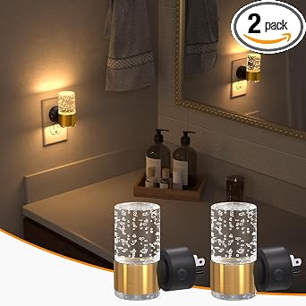 NIORSUN Night Light Plug into Wall, Dimmable Nights Lights with 3 CCT & 5 Brightness Levels, Slim Acrylic Plug in Night Light, Auto Dusk to Dawn Sensor for Stairs, Hallway, Bathroom(2 Pack, Gold)