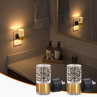 NIORSUN Night Light Plug into Wall, Dimmable Nights Lights with 3 CCT & 5 Brightness Levels, Slim Acrylic Plug in Night Light, Auto Dusk to Dawn Sensor for Stairs, Hallway, Bathroom(2 Pack, Gold)