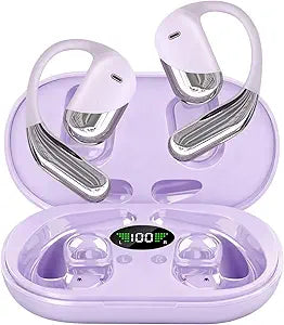 Open Ear Headphones,Over Ear Buds Clip Wireless Earbuds Built-in Mic Earhook,Earphones,Bluetooth LED Display,60H Playtime Touch Control Ultra-Comfort Design for Cycling,Running,Office,Walking