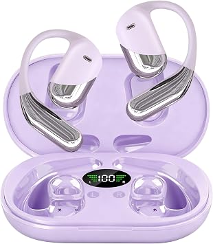 Open Ear Headphones,Over Ear Buds Clip Wireless Earbuds Built-in Mic Earhook,Earphones,Bluetooth LED Display,60H Playtime Touch Control Ultra-Comfort Design for Cycling,Running,Office,Walking