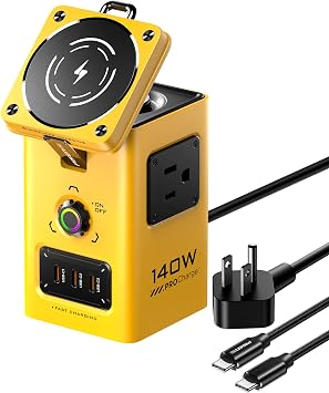 PISEN 8-in-1 Mag-Safe Charger Stand - 140W Charging Station for Multiple Devices Mag-Safe Stand Magnetic Qi2 Wireless Charger for iPhone 17/16/15/14/13/12, Magnetic Charger for Apple Watch (Yellow) - Image 2