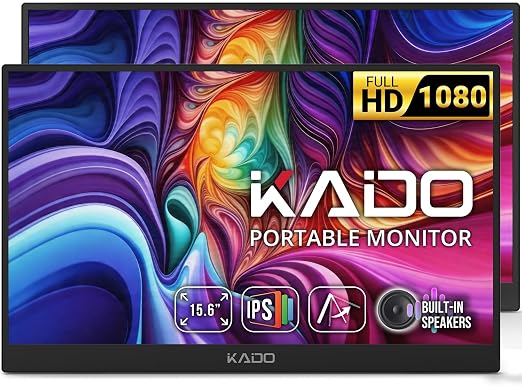 Kado 2-Pack Portable Monitor 15.6-inch FHD 1080p Ultra-Slim Laptop Monitor