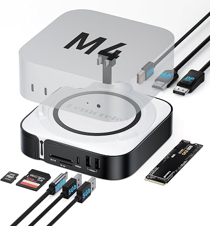 Lemorele 9-in-1 Mac mini M4 Dock, Dual 4K@60Hz HDMI 2.0 & DP 1.4
