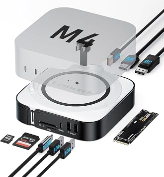 Lemorele 9-in-1 Mac mini M4 Dock, Dual 4K@60Hz HDMI 2.0 & DP 1.4