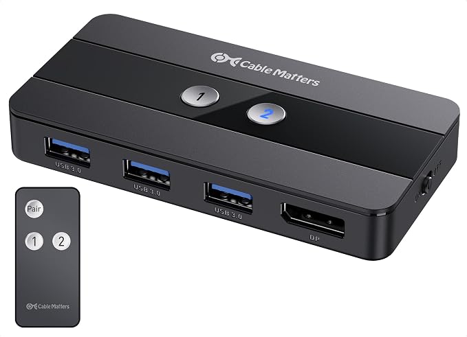 Cable Matters USB 3.0 KVM Switch, DisplayPort 1.4, for 2 Computers