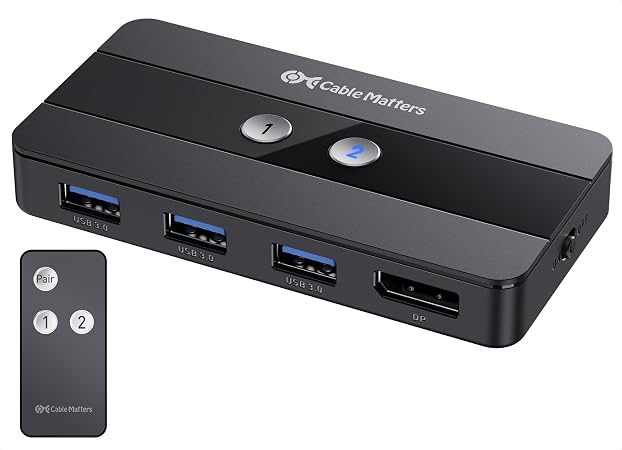 Cable Matters USB 3.0 KVM Switch, DisplayPort 1.4, for 2 Computers