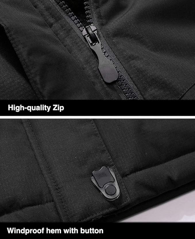 MAGCOMSEN Men's Winter Coats Water Resistant Ski Snow Jacket Warm Fleece Jacket Parka Raincoats With Hood Multi-Pockets