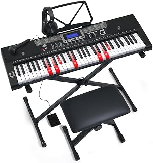 MUSTAR Piano Keyboard, 61 Key Keyboard Piano Electric Piano with Stand, Touch Sensitive Keyboards Piano 61 Key for Beginners, Headphones, Microphone, MP3/USB/LCD Screen, Holiday Birthday Gifts - Image 1