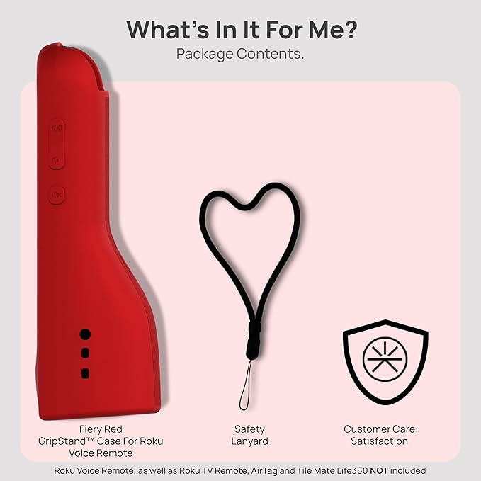 GripStand™ Roku Voice Remote Cover: Stand Up Design, Enhanced Grip, Silicone Case: Fits TV Streaming Stick Plus 2025 4K/HD/HDR, Compatible with AirTag and TileMate, Fiery Red by 73&Sunny