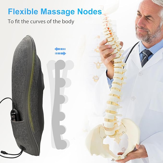 CooCoCo Shiatsu Back Massager with Heat, FSA Eligible Massager for Lower Back Pain Relief, Deep Tissue Kneading Massage, HSA Store Eligible Items, for Home Office Use
