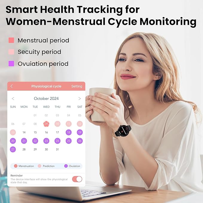 Smart Watch for Women with Android iPhone Compatible[Calls/Metal Thin Body],1.43" Micro-Spherical AMOLED Screen,Sports Watch with Sleep/Heart Rate Monitor,Pedometer for Steps Miles (Pure black)